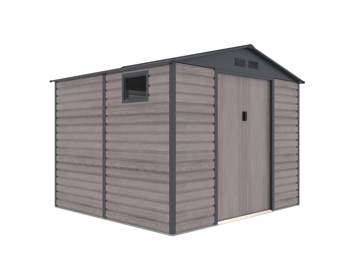 Vente-unique Gartenhaus Gerätehaus - 7,17 m² - Stahl - Holz-Optik - Grau - ADELMO  