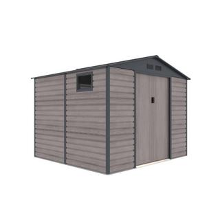 Vente-unique Gartenhaus Gerätehaus - 7,17 m² - Stahl - Holz-Optik - Grau - ADELMO  