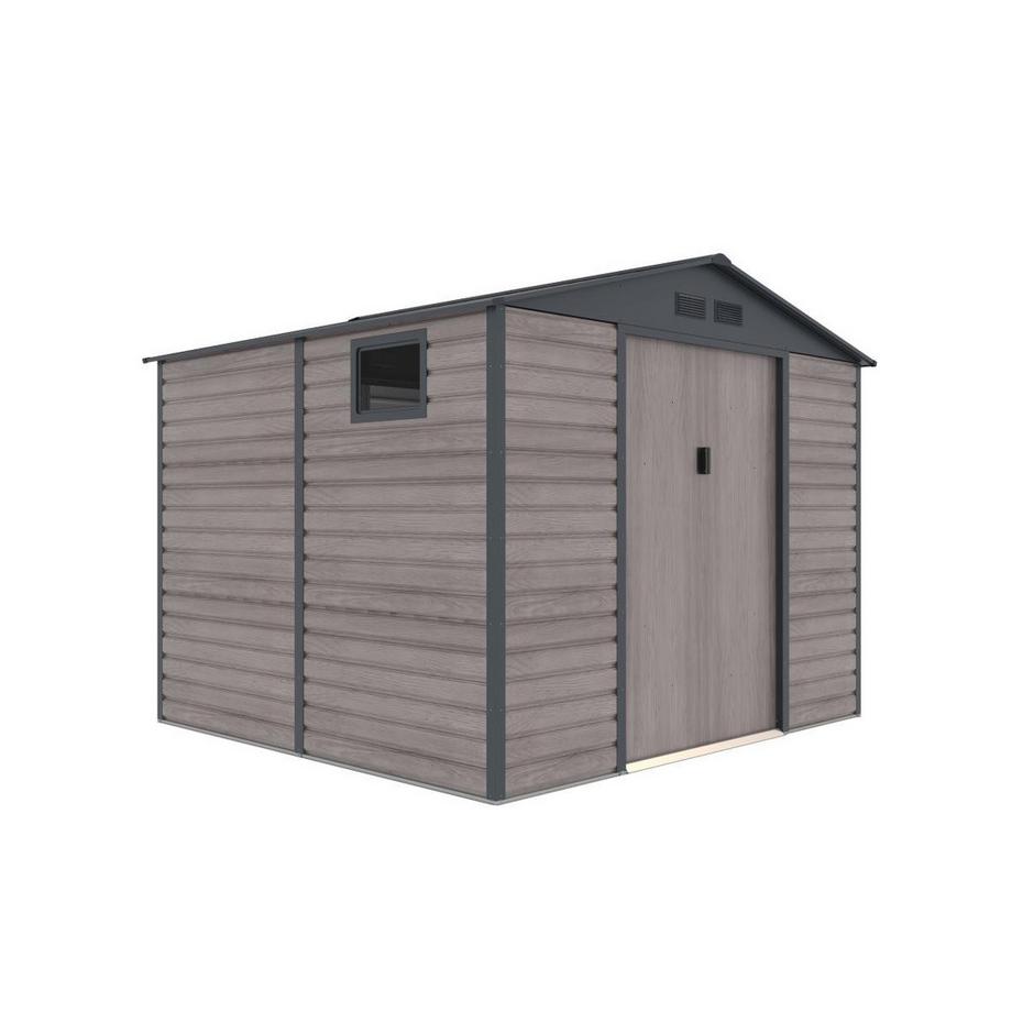 Vente-unique Abri de jardin métal en acier galvanisé effet bois gris 7,17 m² - ADELMO  