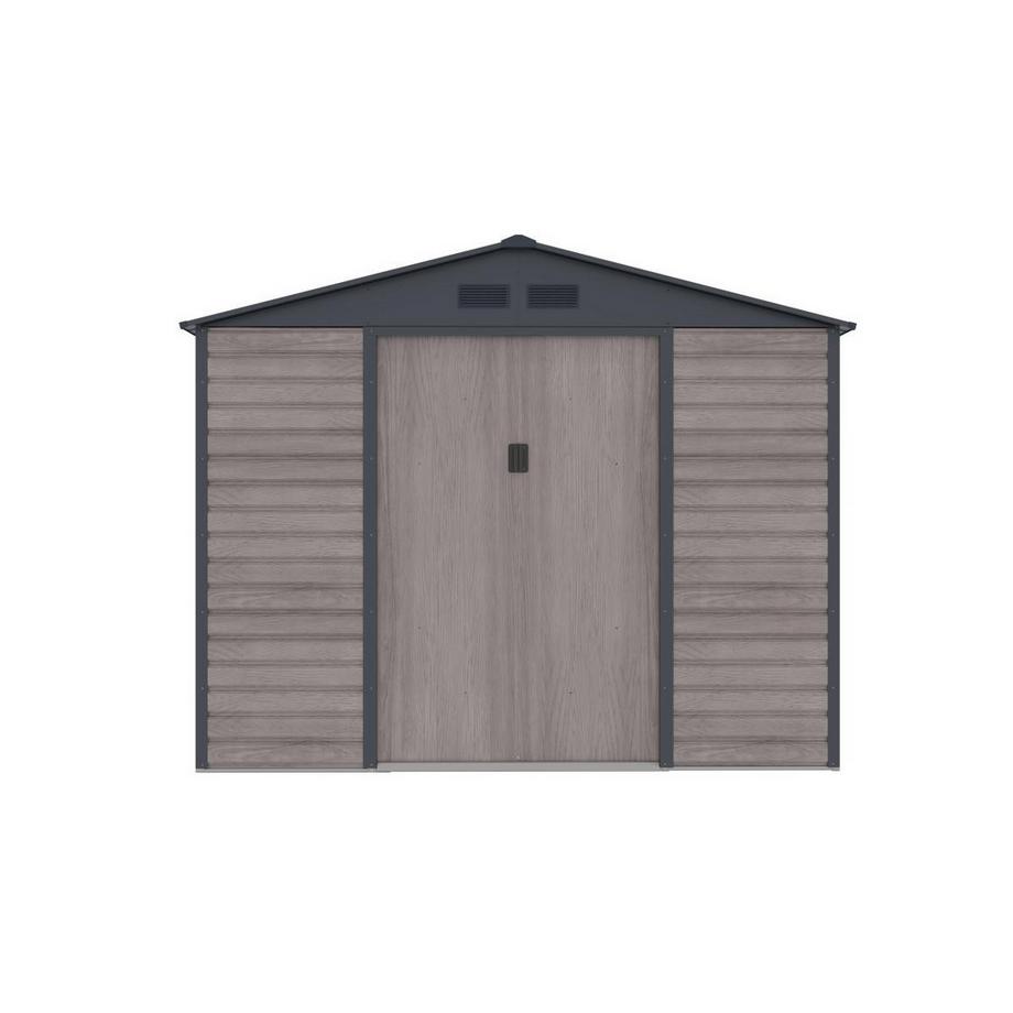 Abri de jardin métal en acier galvanisé effet bois gris 7,17 m² - ADELMO