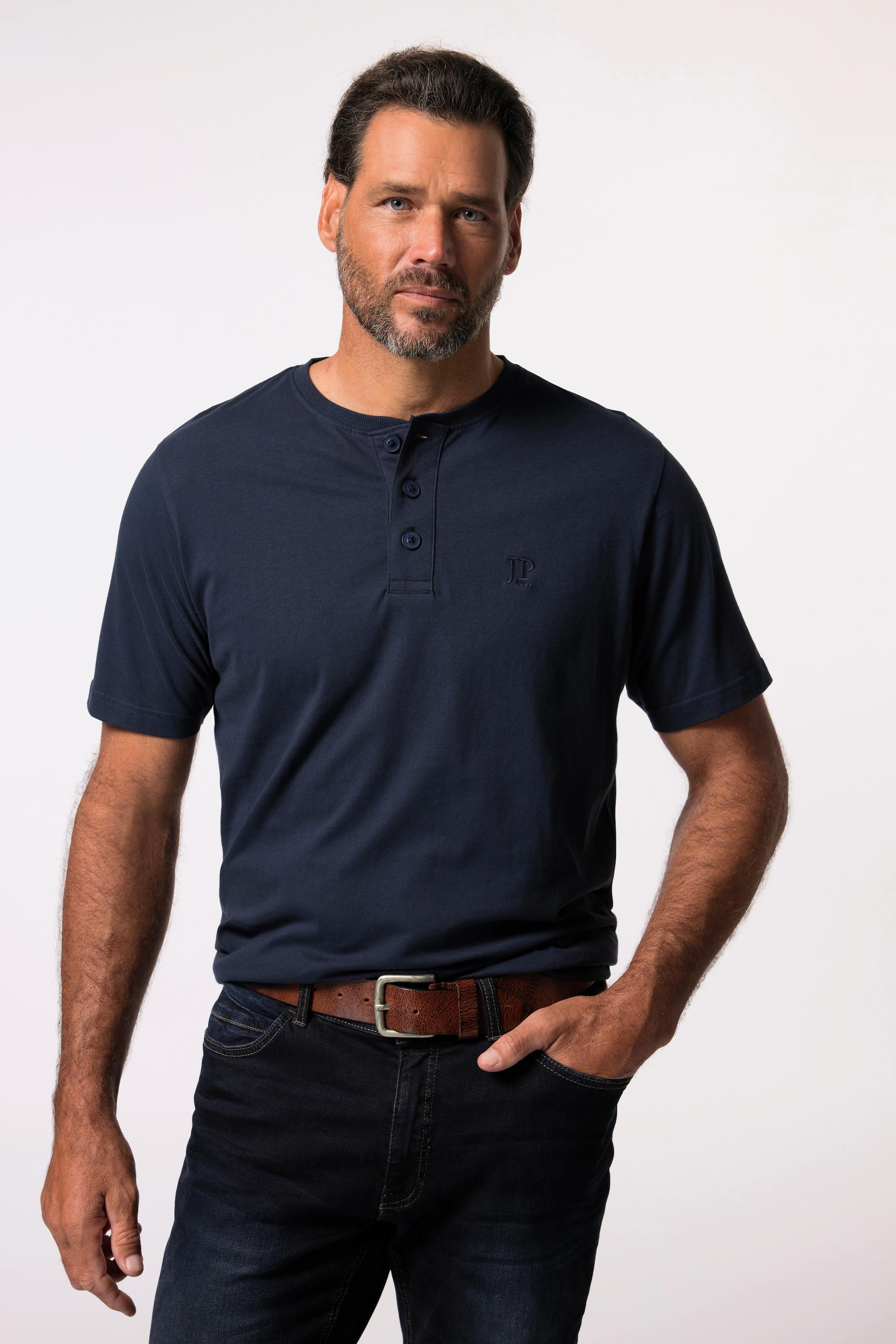 JP1880  Henley collection Basic, col rond et patte de boutonnage, lot de 2 - jusqu’au 8XL 