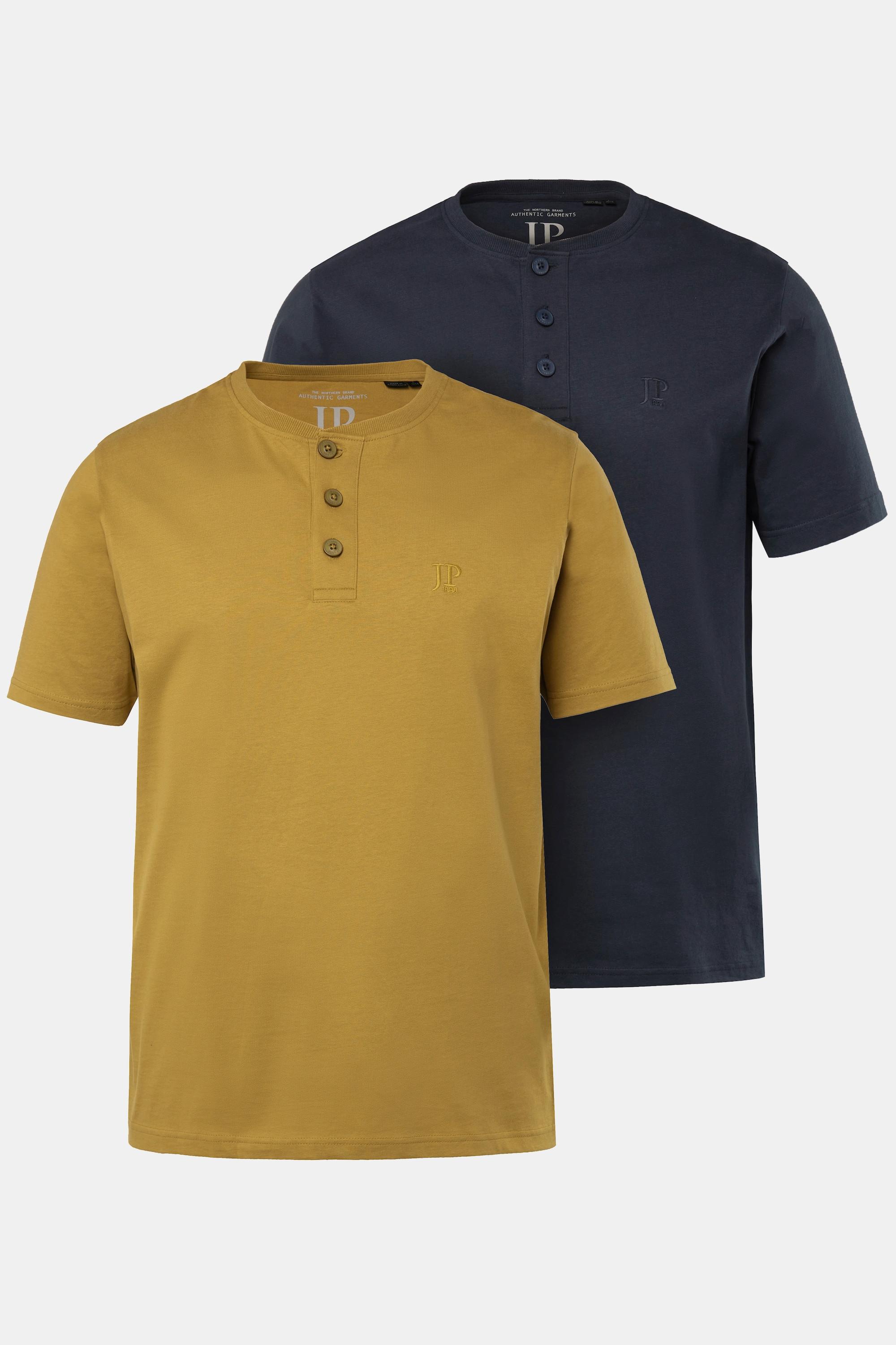 JP1880  Henley collection Basic, col rond et patte de boutonnage, lot de 2 - jusqu’au 8XL 