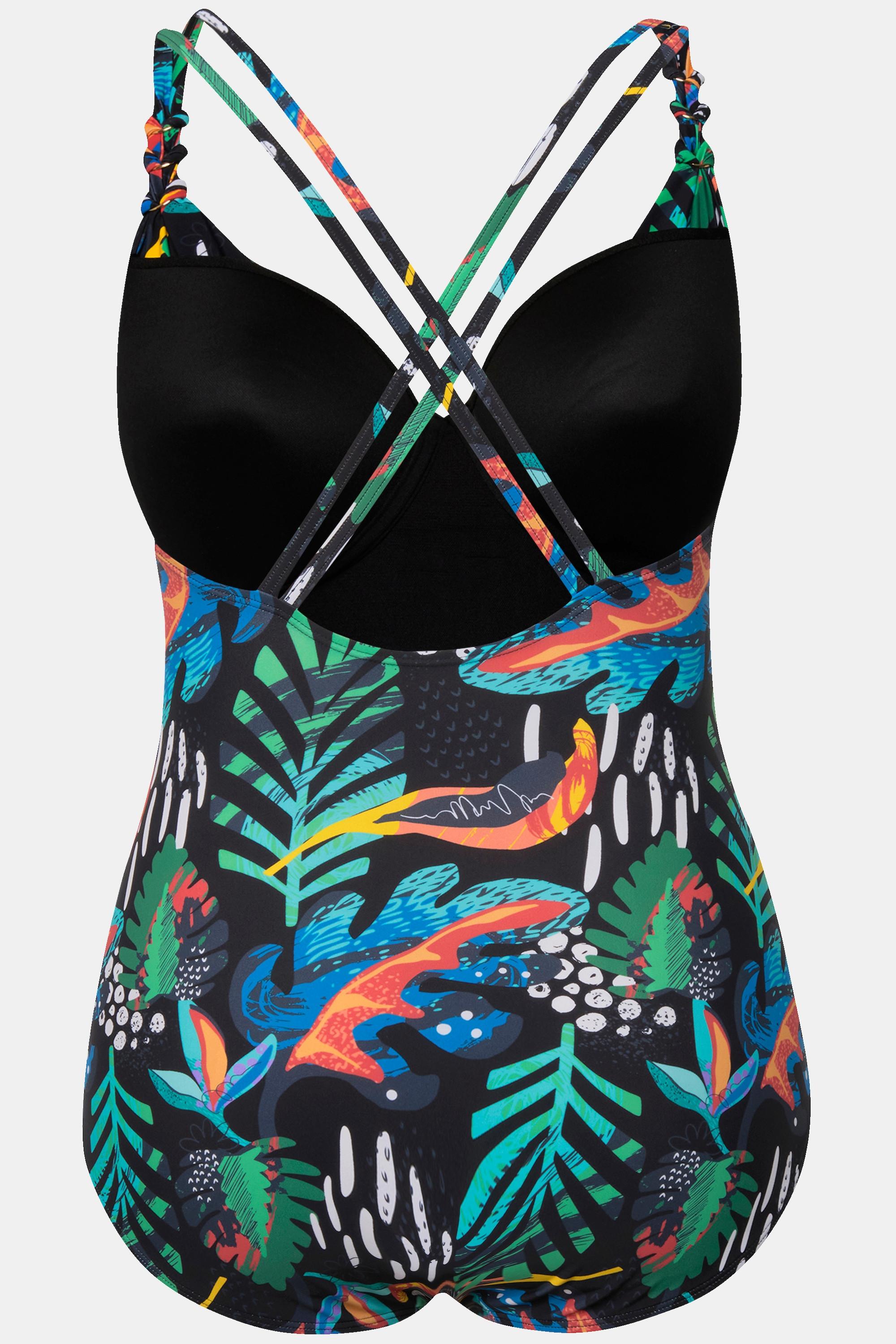 Ulla Popken Maillot de bain imprimé floral bonnets souples armatures  