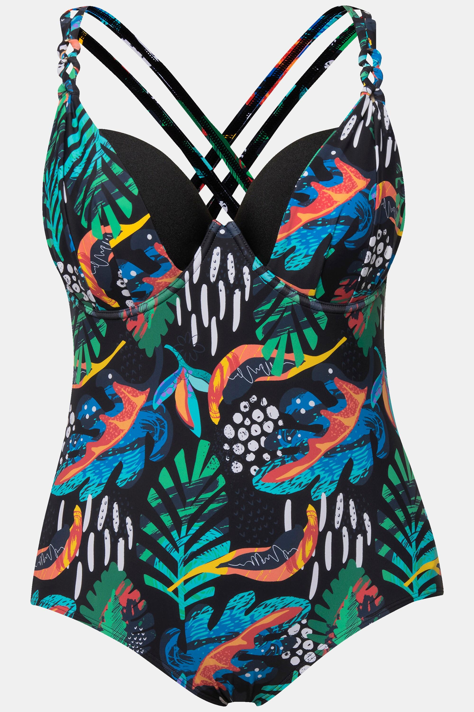 Ulla Popken Maillot de bain imprimé floral bonnets souples armatures  