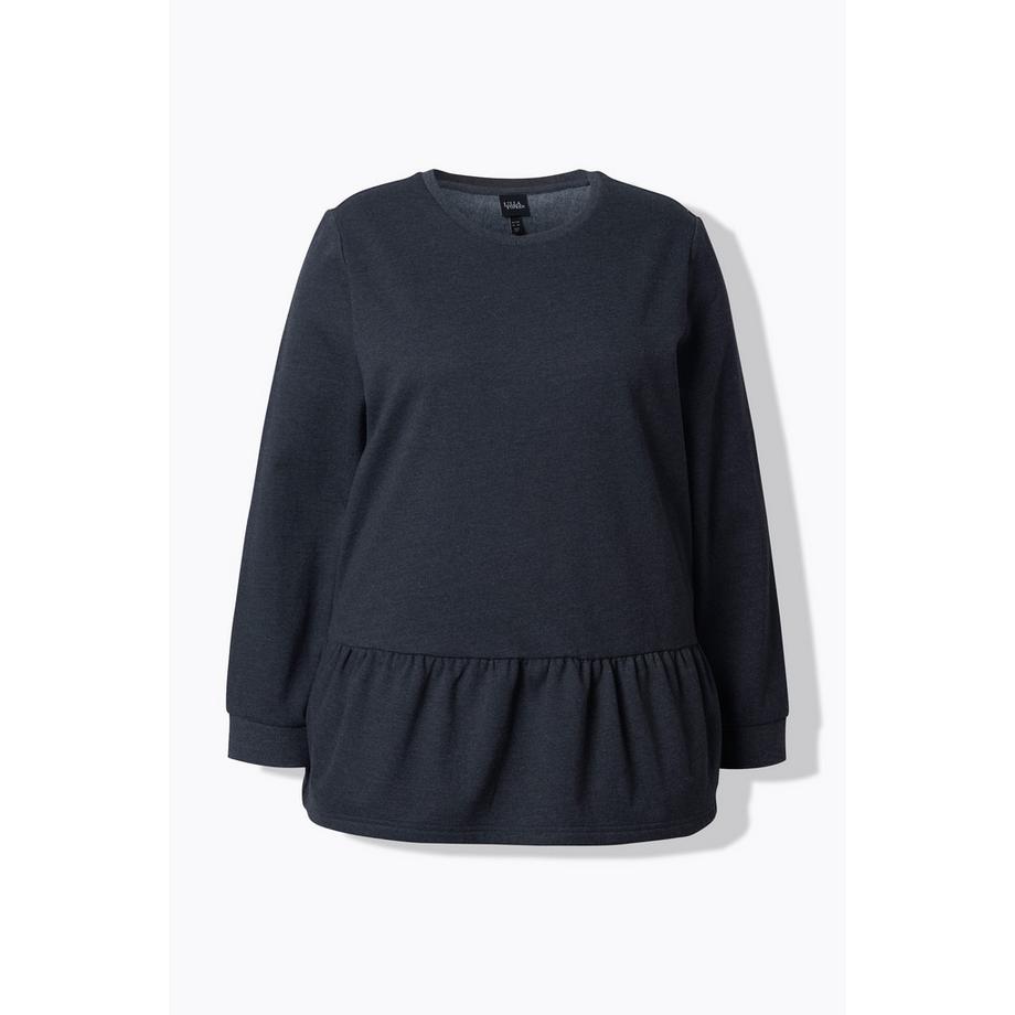 Ulla Popken Sweat-shirt Ourlet Volant A-ligne Col Rond Manches Longues  