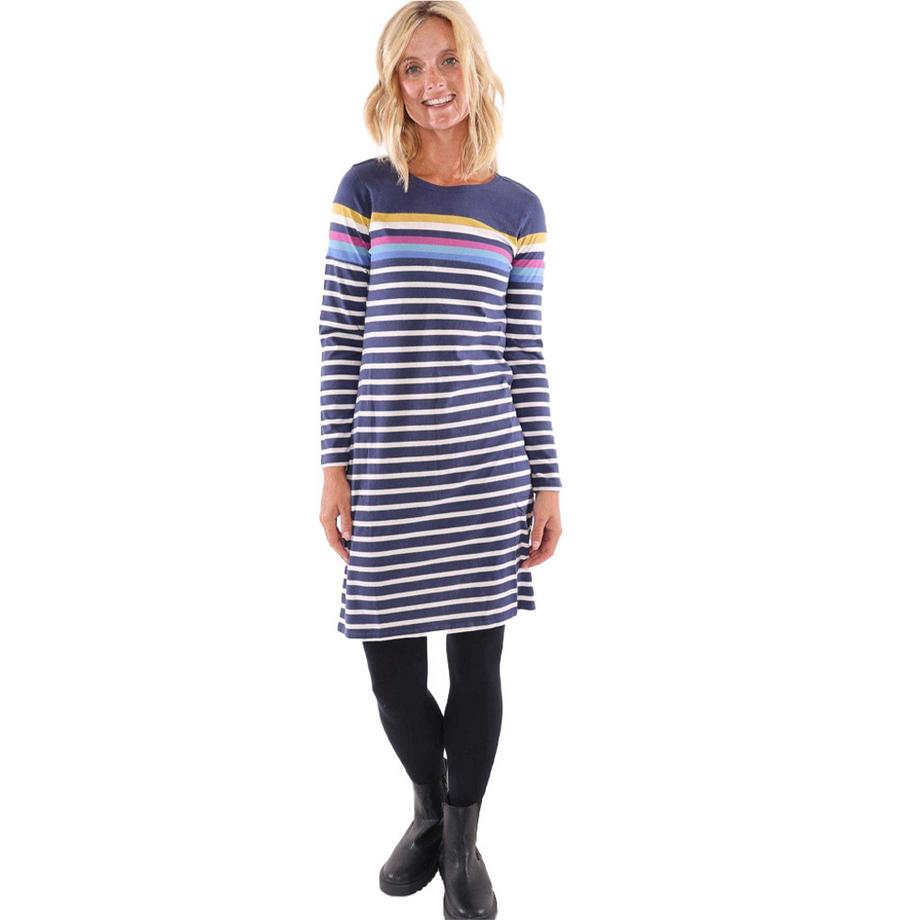 Lazy Jacks Langarm Gestreiftes T-Shirt Kleid  