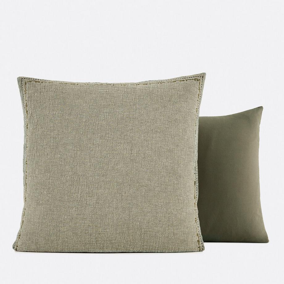 Taie d'oreiller biface gaze de coton/lin