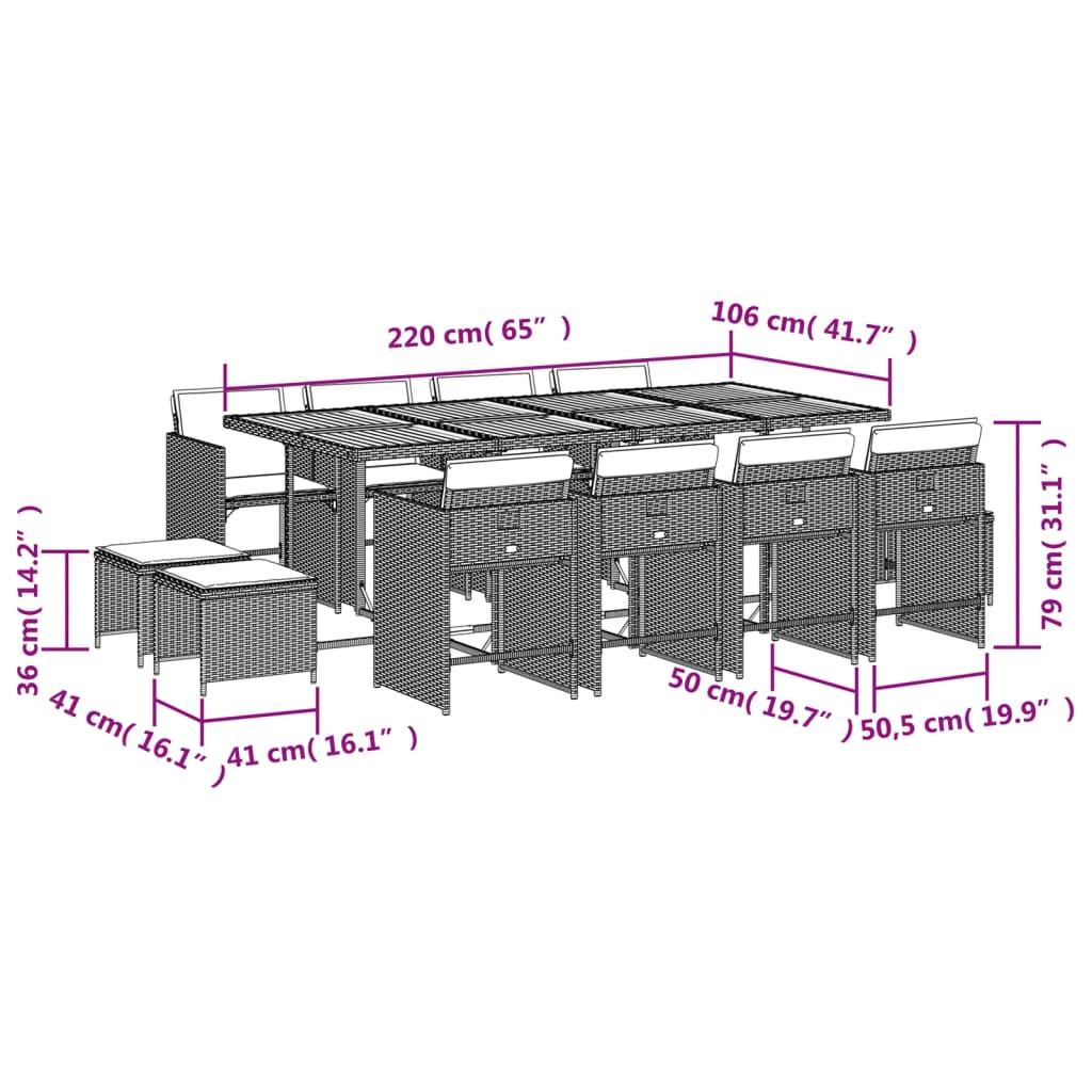 VidaXL Ensemble de salle à manger de jardin rotin synthétique  