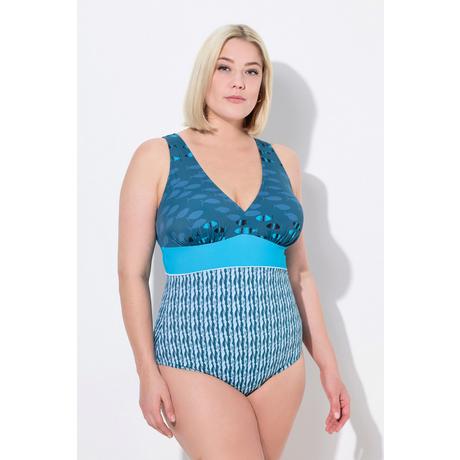 Ulla Popken Maillot de bain imprimé poissons décolleté en V bonnets souples  