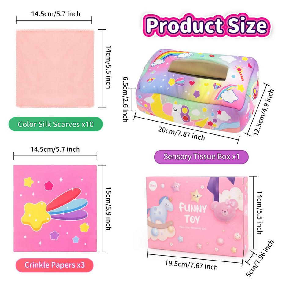 Activity-board  Tissue Box Tissue Box mit Einhorn Brief Farbe Textur Zahl, frühes Lernen Spielzeug 