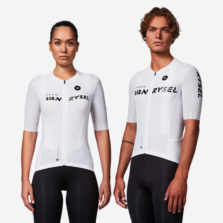 Maillot manches courtes de vélo de route très ajusté unisexe - RCR-R 2 blanc