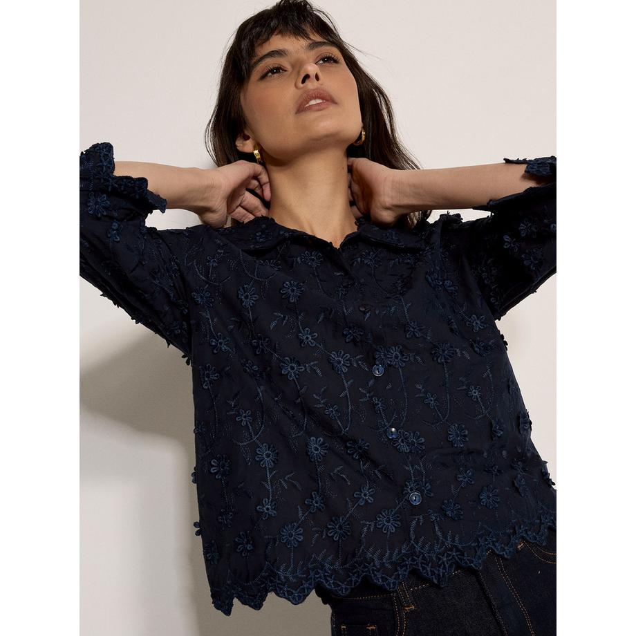 APRICOT Gekürztes Shirt mit Blumenapplikation  
