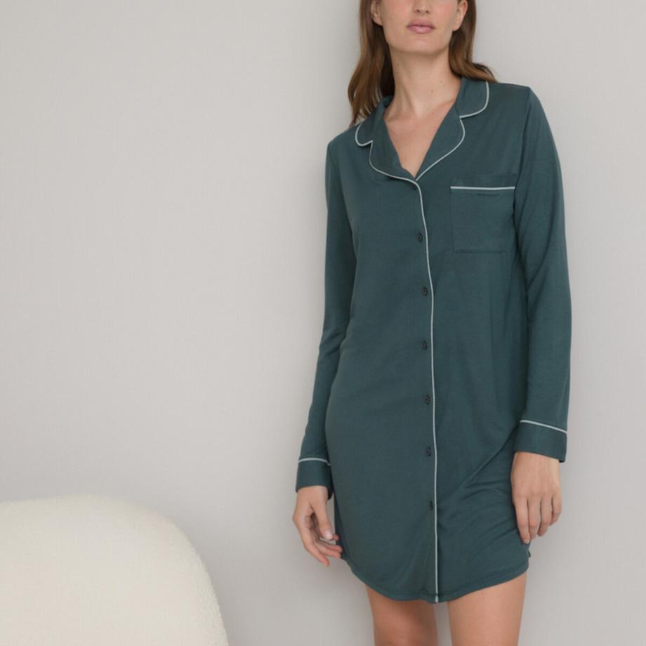 La Redoute Collections Chemise de nuit liquette avec col revers  