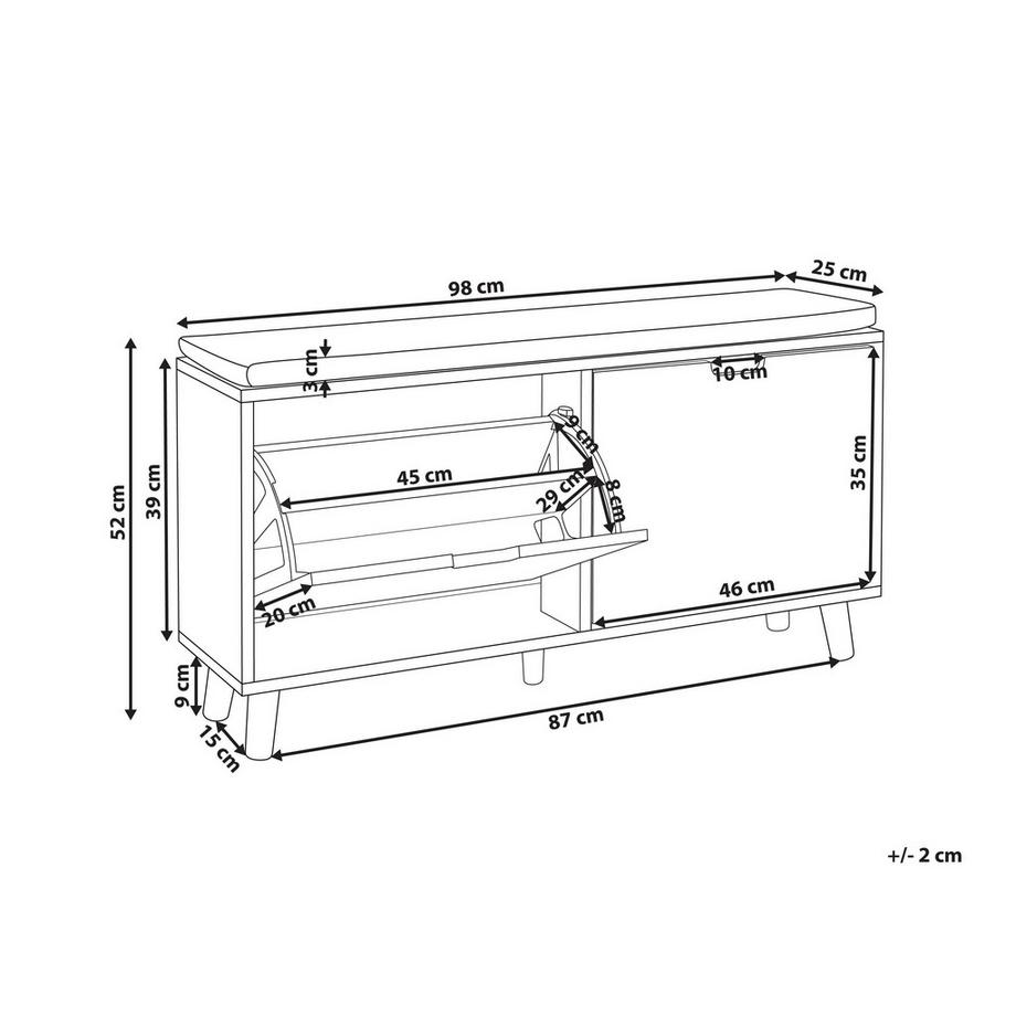 Beliani Panca contenitore per scarpe en Fibra a media densità (MDF) Minimalista MINERAL  