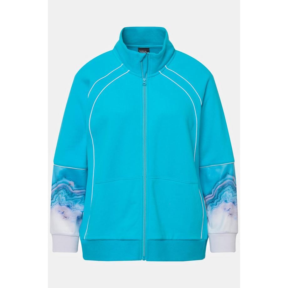 Ulla Popken Veste en molleton Passepoils Fantaisie Col Montant Poche Kangourou  