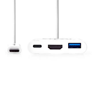 Nedis  USB-Multi-Port-Adapter | USB 3.2 Gen 1 | USB-C™ Stecker | HDMI™ Ausgang / USB-A Buchse / USB-C™ Buchse | 5 Gbps | 0,20 m | Rund | Vernickelt | PVC | Weiß | Box 