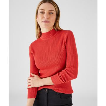 Pull-chaussette col montant unis et rayés, 50% laine mérinos.