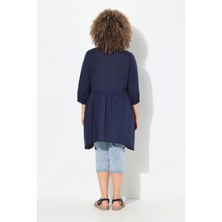 Ulla Popken Blusa Taglio Svasato Orlo a Punte Collo Camicia Maniche 3/4  