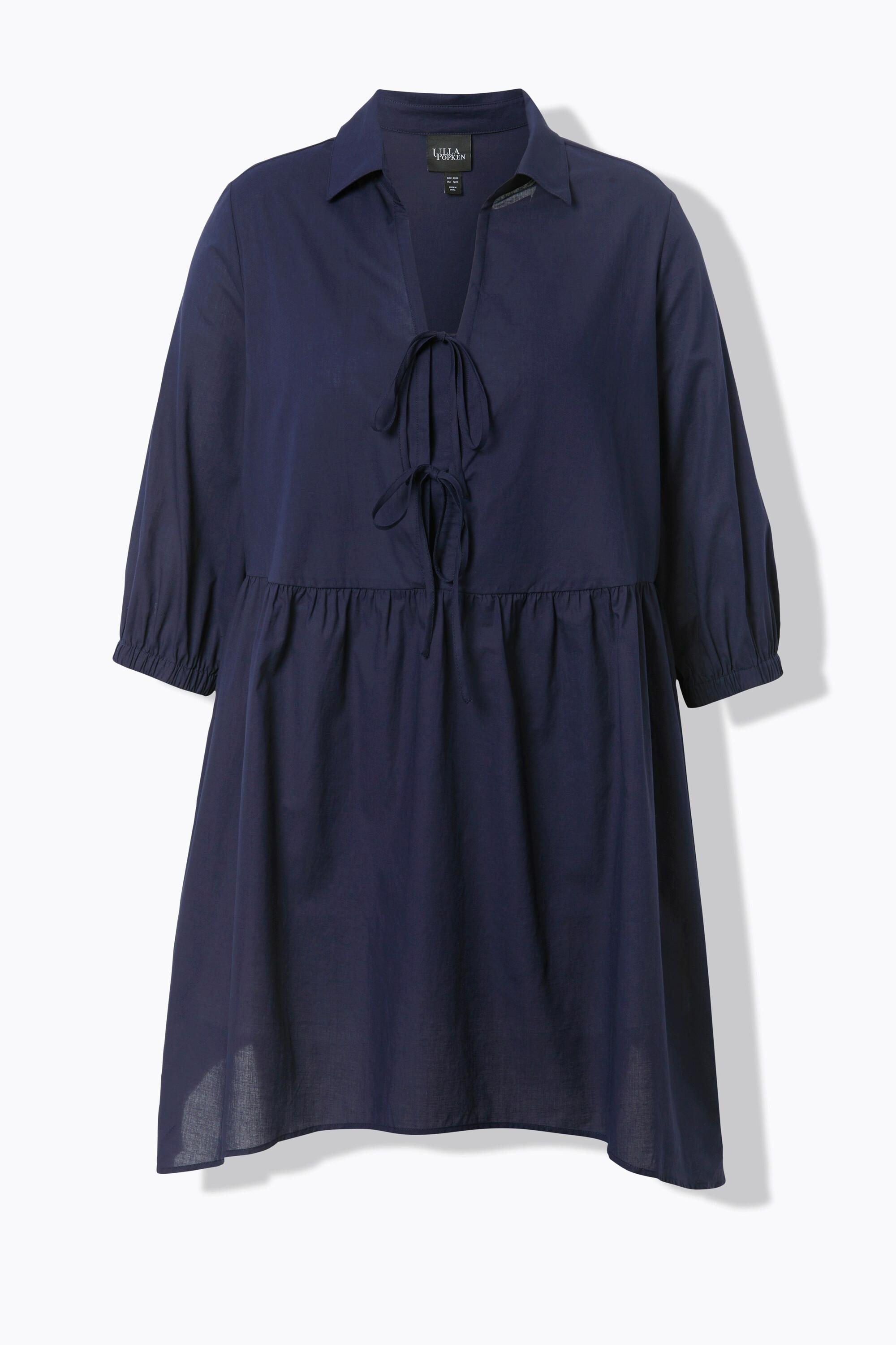 Ulla Popken Blusa Taglio Svasato Orlo a Punte Collo Camicia Maniche 3/4  