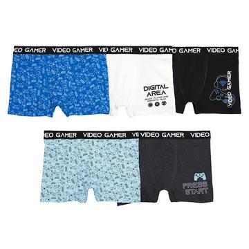 Lot de 5 boxers en coton imprimés jeux vidéos