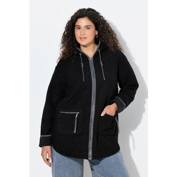 Veste à capuche en polaire bouclée, poches zippées et doublure en polaire