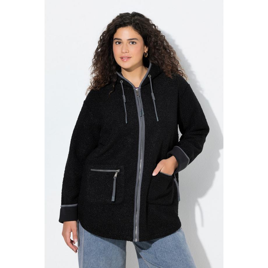 Ulla Popken Veste Teddy Capuche Poches Zippées Doublure Polaire  
