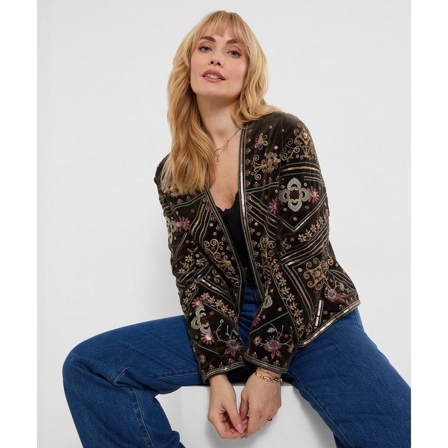 Bella offene Boutique-Jacke mit Stickerei