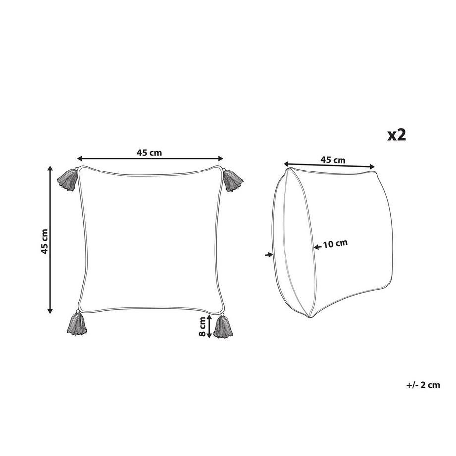 Beliani Dekokissen 2er Set aus Baumwolle Boho SYRINGA  