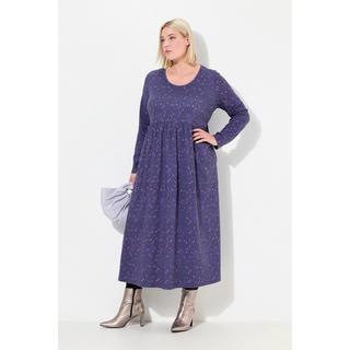 Ulla Popken Robe en Jersey Imprimé Graphique Coupe Évasée Col Rond Manches Longues  