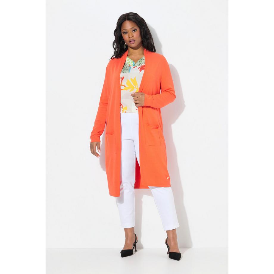 Ulla Popken Cardigan Lungo Collo Alto Stile Aperto  