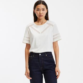 La Redoute Collections  T-Shirt mit rundem Ausschnitt & Guipure-Spitze 