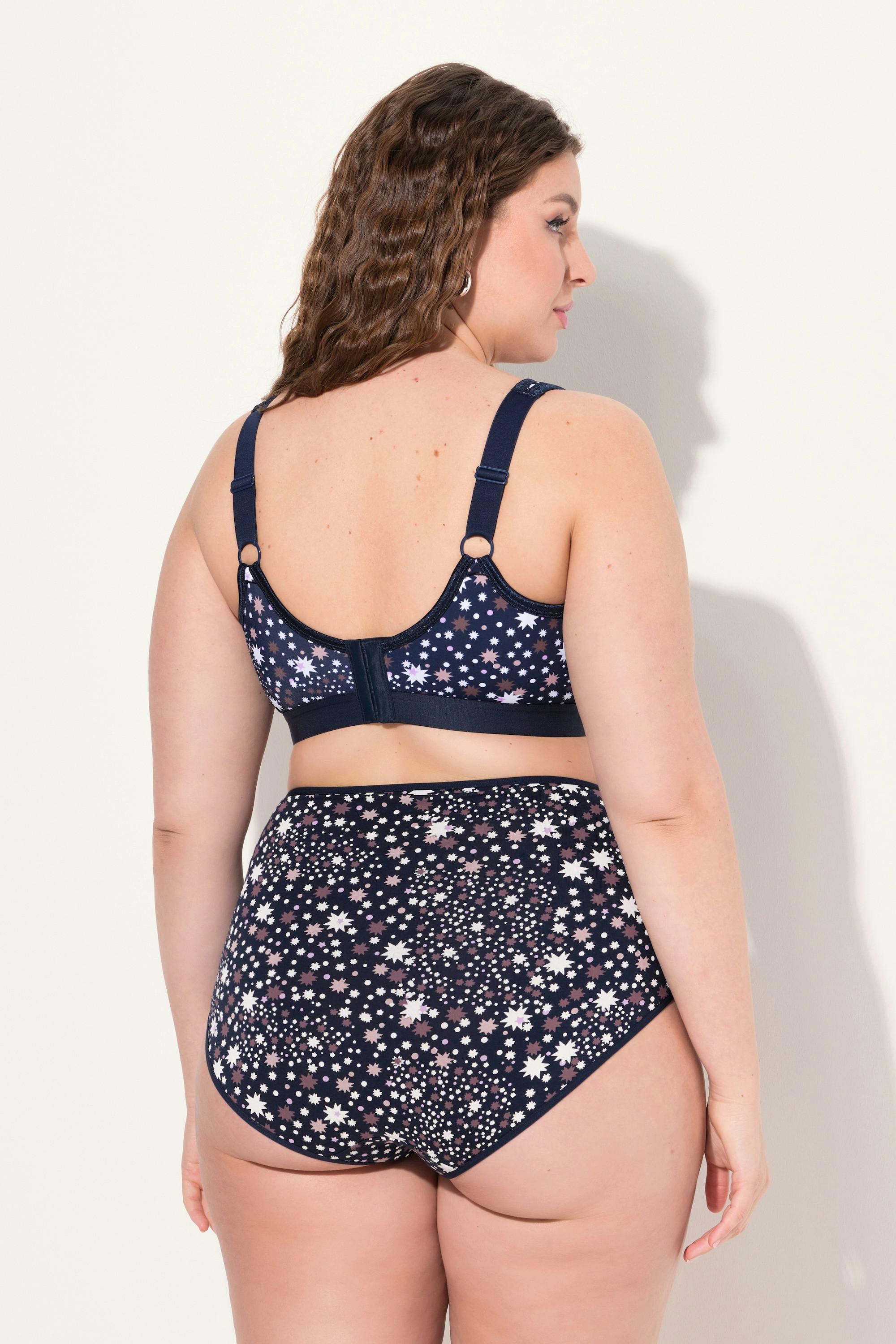 Ulla Popken Reggiseno Minimizer Stampa Stelle Senza Ferretto Coppa C-D  