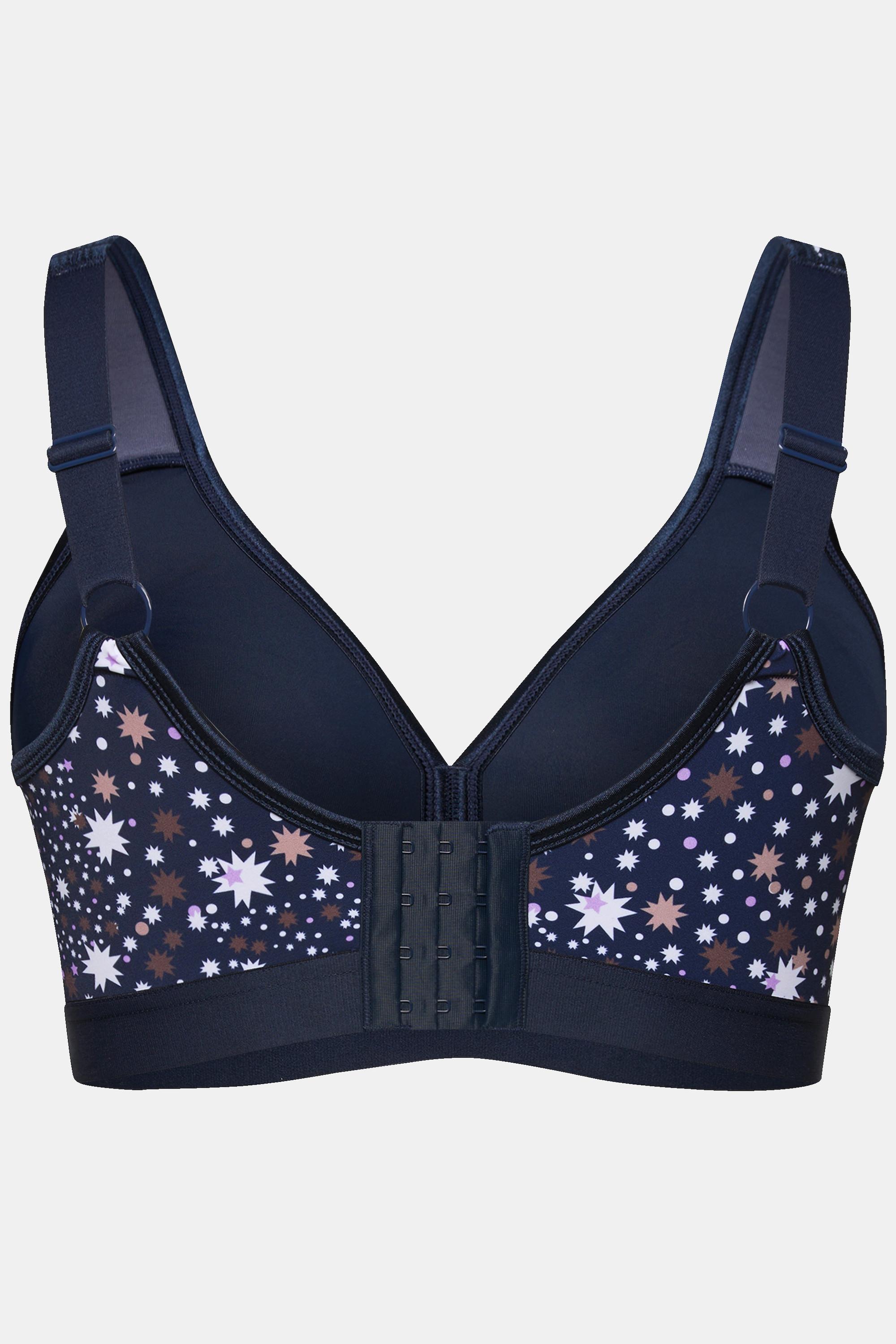 Ulla Popken Reggiseno Minimizer Stampa Stelle Senza Ferretto Coppa C-D  