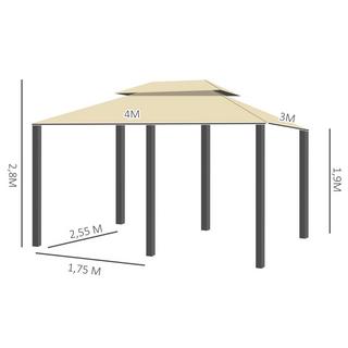 Northio Padiglione Da Giardino Doppio Tetto 3X4M Beige + Nero Per Tende Da Giardino E Feste  