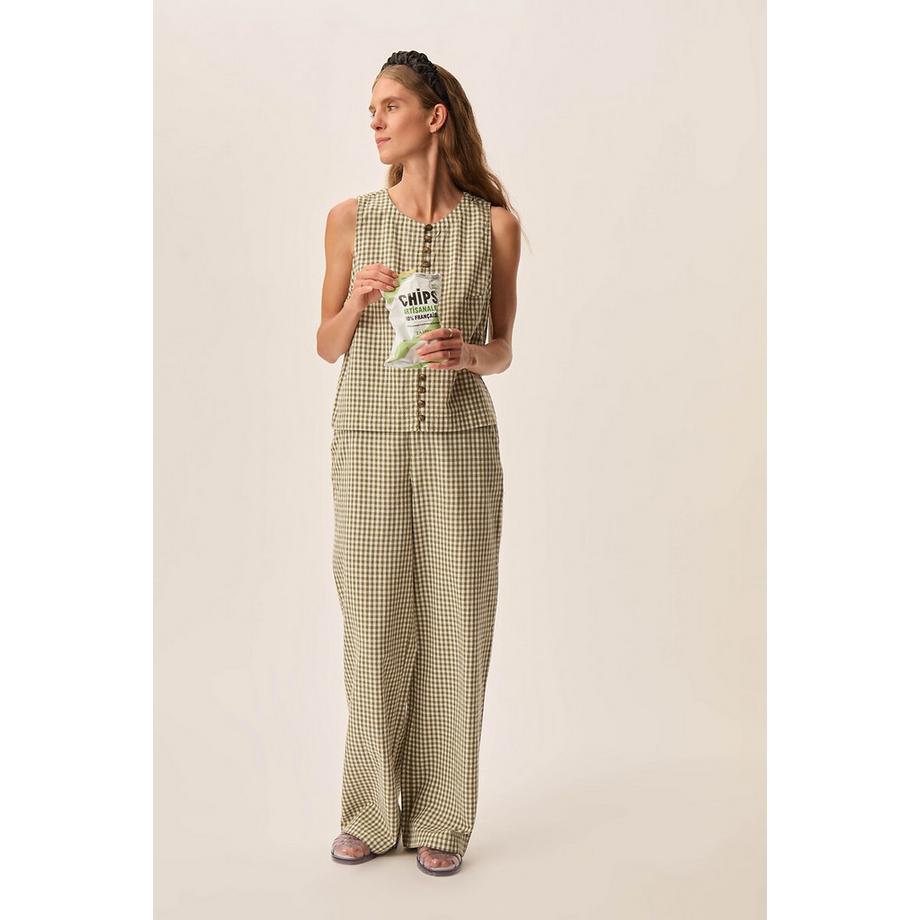Des Petits Hauts Ärmellose Bluse Vichy-Karo  