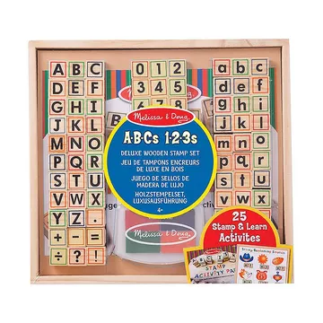 Melissa & Doug Jeu de tampons encreurs de luxe en bois - ABC 123