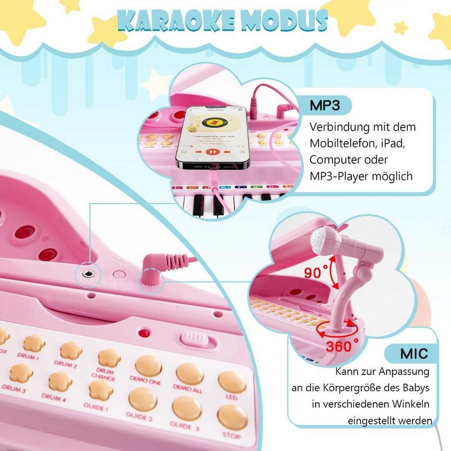 Northix  Clavier pour enfants avec tabouret, 31 touches 