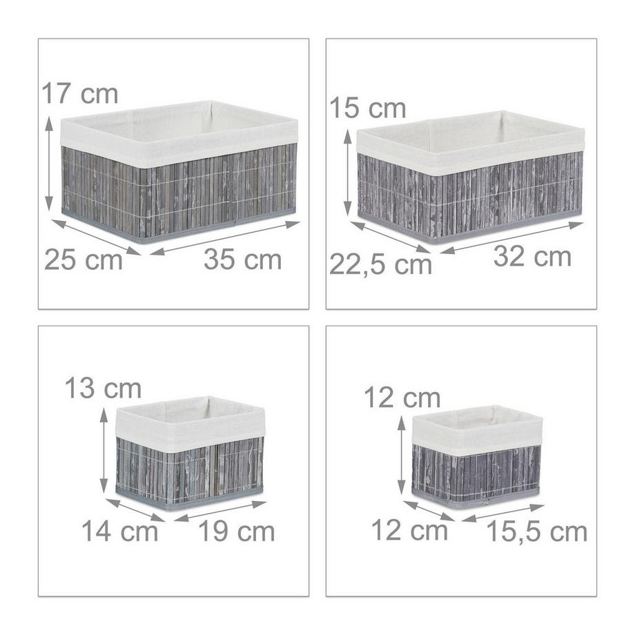 B2X Cestini portaoggetti in bambù - set da 6  