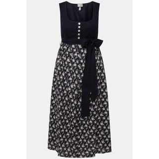 Ulla Popken Dirndl Motif Floral Ruban à Nouer Encolure Carrée Sans Manches  