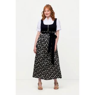 Ulla Popken Dirndl Motif Floral Ruban à Nouer Encolure Carrée Sans Manches  