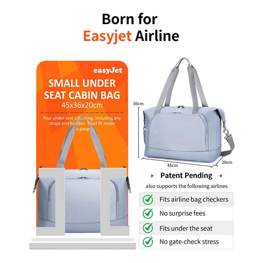 Only-bags.store Faltbare Untersitz-Handgepäcktasche für Flugzeug  
