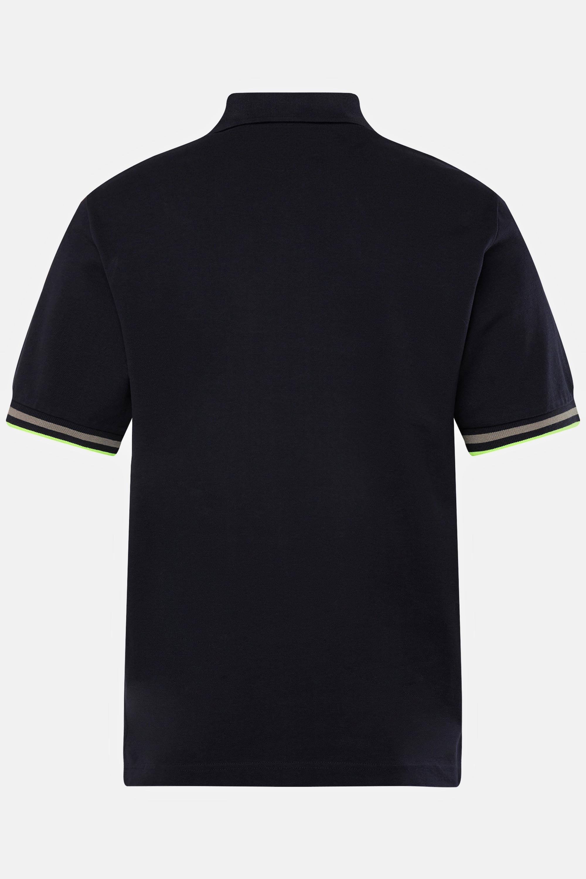 JP1880  Maglia polo in piqué con mezze maniche e orli con righe, fino alla tg. 8XL 