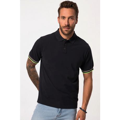 JP1880  Maglia polo in piqué con mezze maniche e orli con righe, fino alla tg. 8XL 