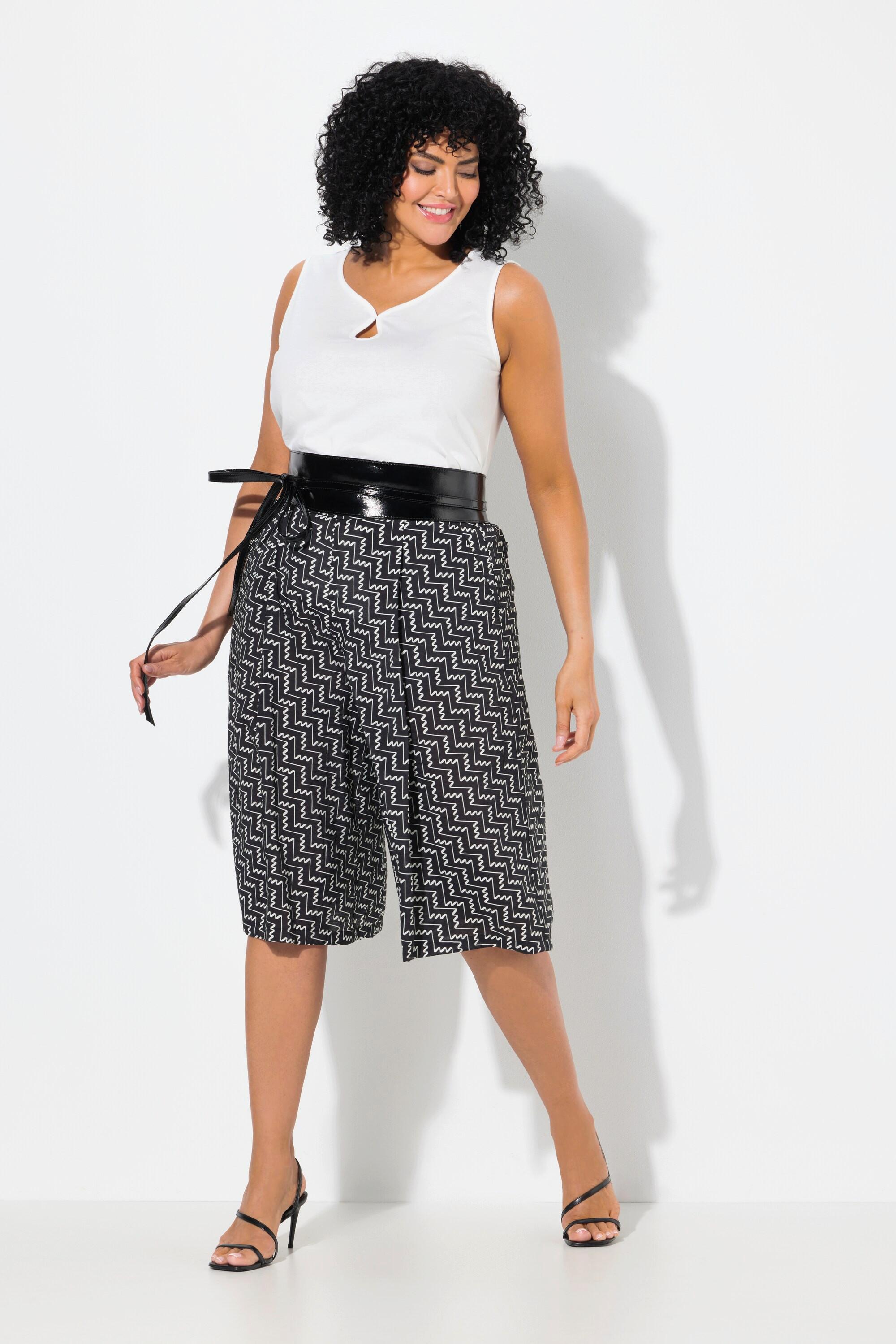 Ulla Popken Jupe-culotte Jambe Large Taille Confortable Effet Martelé  
