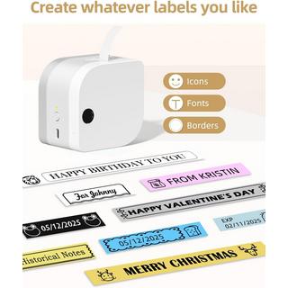 Phomemo Rubans d'étiquetage plastiques noir sur blanc pour P12/P12PRO  