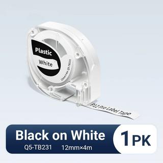 Phomemo Rubans d'étiquetage plastiques noir sur blanc pour P12/P12PRO  