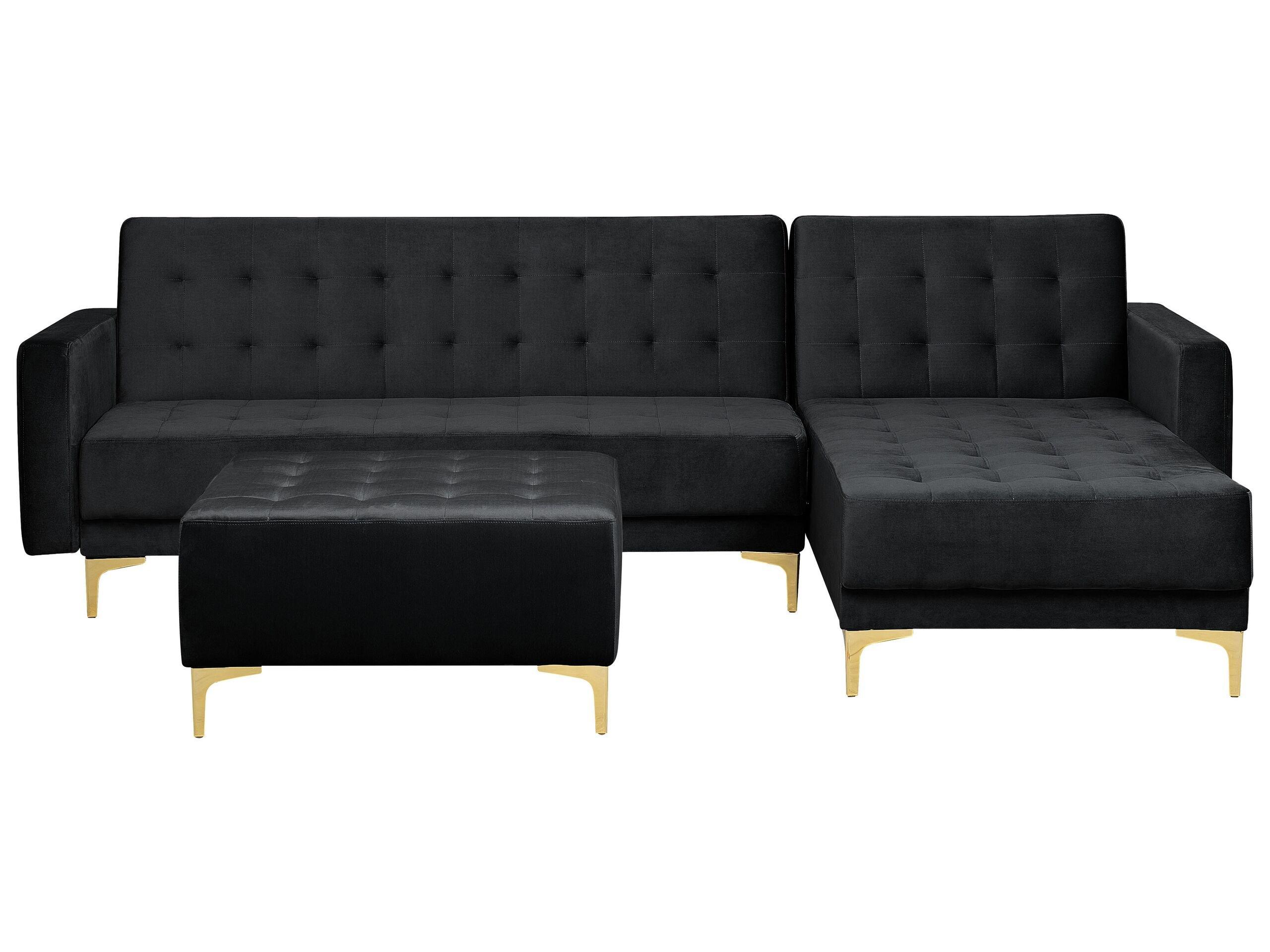 Beliani Ecksofa mit Ottomane aus Samtstoff Modern ABERDEEN  