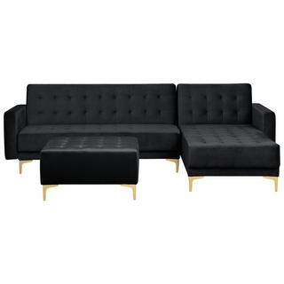 Beliani Ecksofa mit Ottomane aus Samtstoff Modern ABERDEEN  