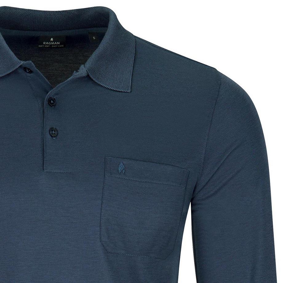 Ragman Soft Knit Langarm Poloshirt  