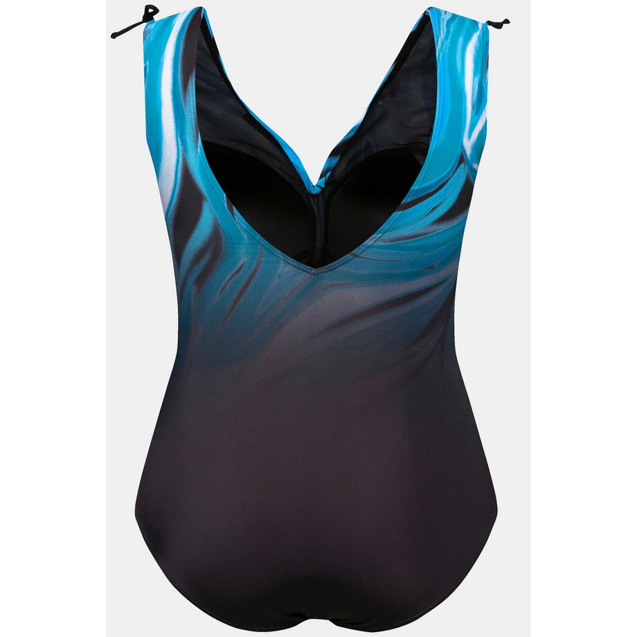 Ulla Popken Maillot de bain Imprimé Océan Bonnets Souples Ruban Froncé  